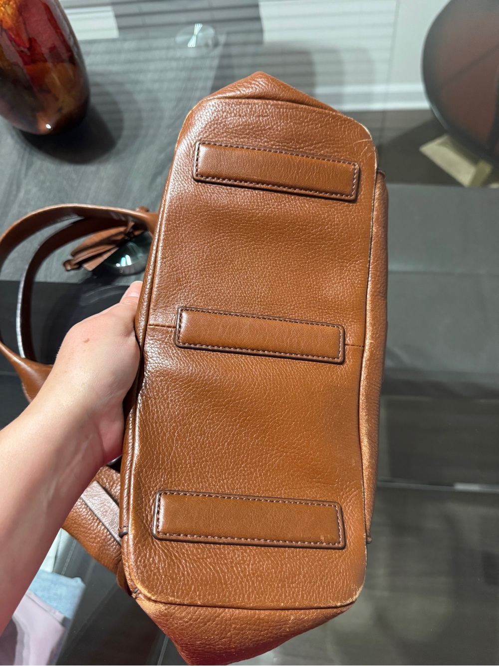 Fossil Cognac Pebbled Leather Tote - Picture 6 of 16